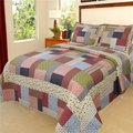 Bedford Home Bedford Home 66A-19769 Savannah Printed 3 Piece Quilt Set; Full & Queen Size 66A-19769